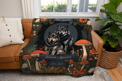 Woodland Wolf Blanket Custom Outdoorsy Anniversary Gift Personalized Blanket Cottagecore Wedding Unique Couple Gifts Wolf Pillow & Throw Set