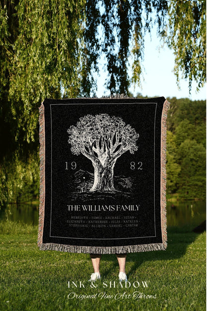 Custom Family Tree Blanket | Woven Tapestry Family Tree Wall Art Blanket Custom Family Gift Meaningful Custom Sentimental Gift for Newlywed