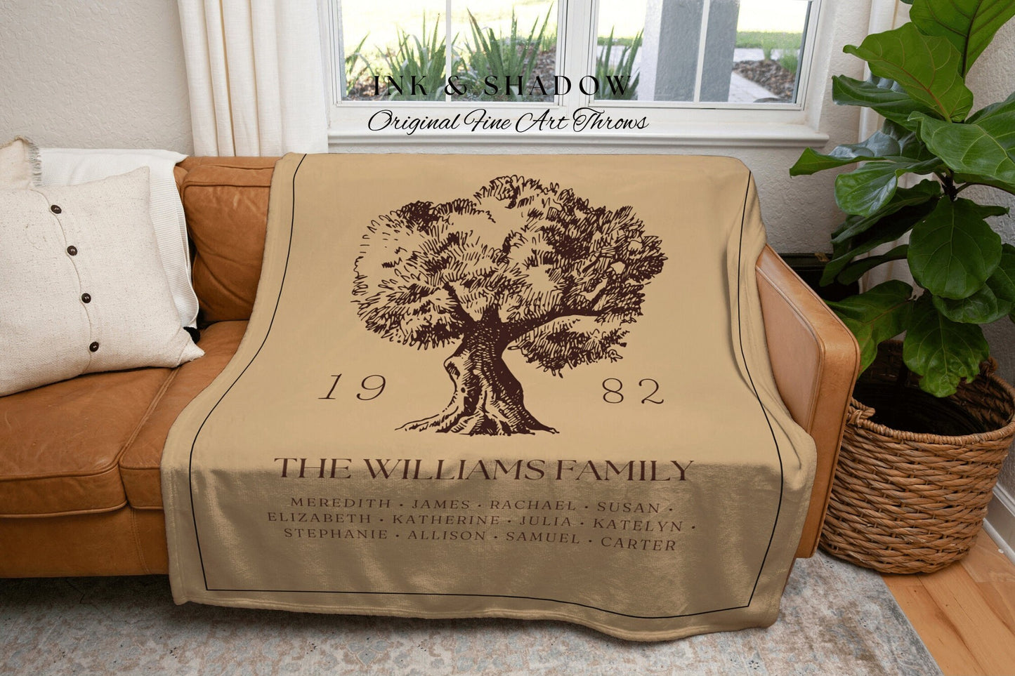 Anniversary Gift Personalized Family Tree Wall Art Blanket Custom Family Gift Meaningful | Wedding Gift Sentimental Gift for Mother in Law |