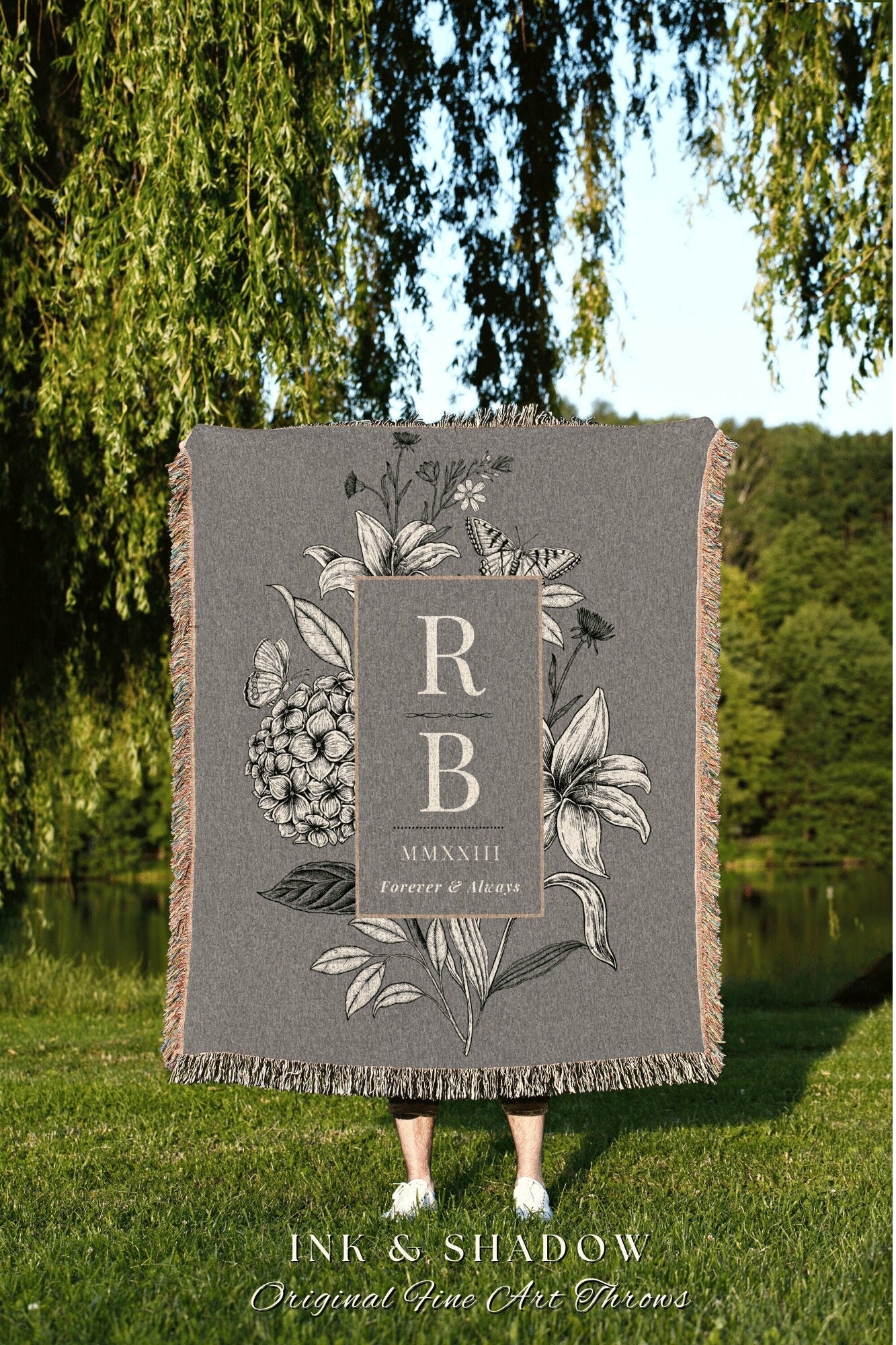 Newlyweds Woven Tapestry Custom | His and Hers Custom Blanket Personalized Boho Wedding Gift Monogram Anniversary Mr & Mrs Last Name Blanket