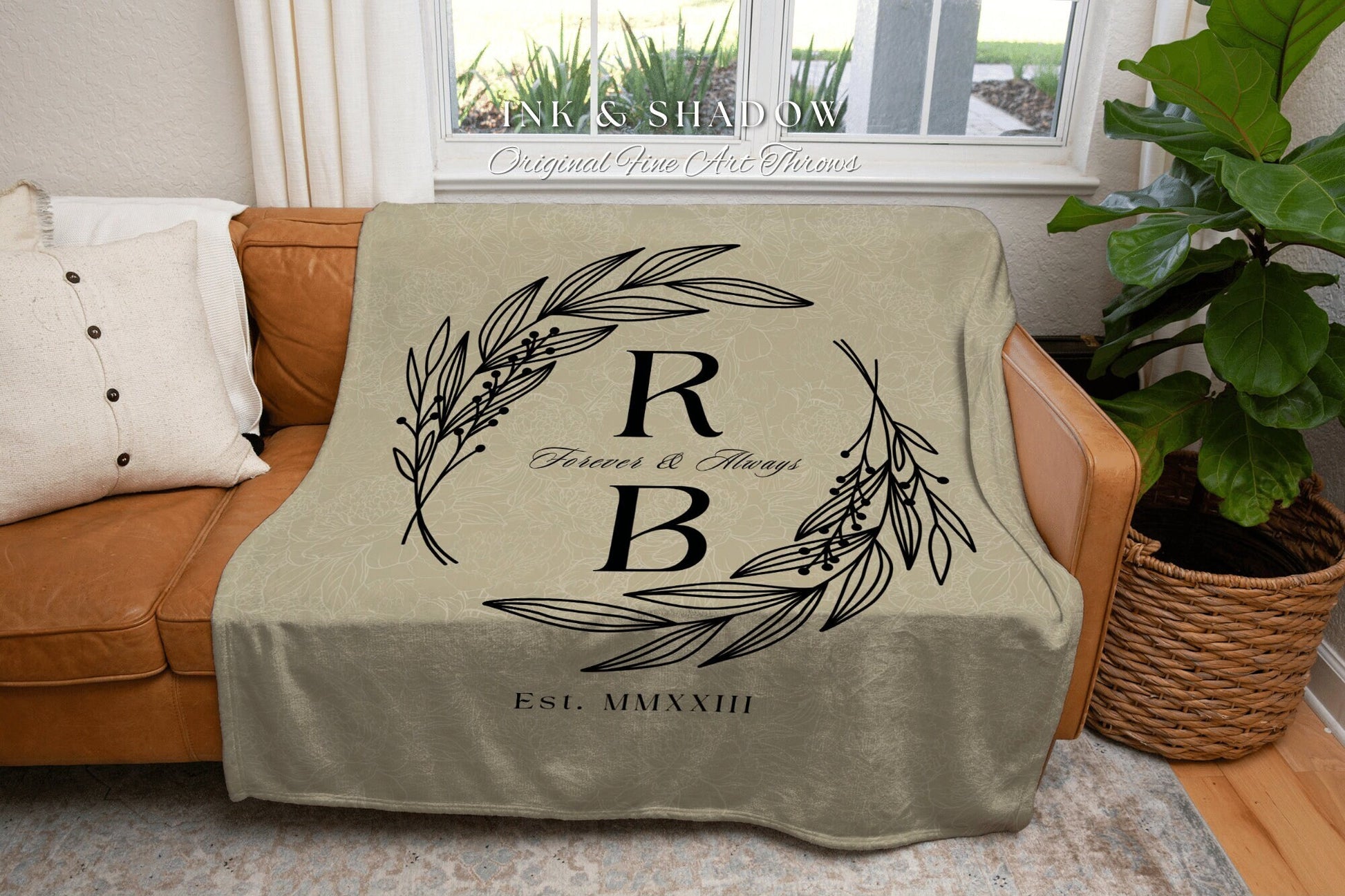 Custom Couples Monogram Blanket | His and Hers Custom Blanket Personalized Wedding Initial Gift Monogram Anniversary Mr & Mrs Blanket Woven