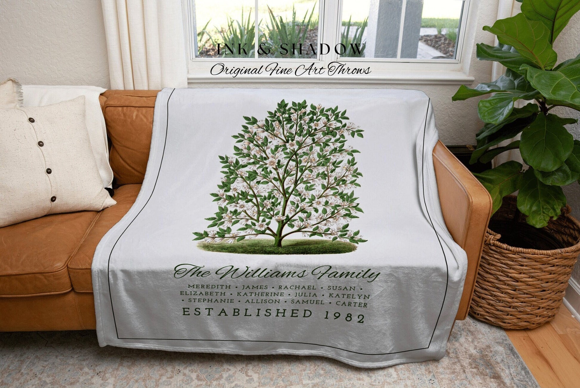 Grandparents Gift Personalized Family Tree Blanket Custom Family Gift Meaningful | Wedding Gift Sentimental Gift for Family Tree Wall Art |