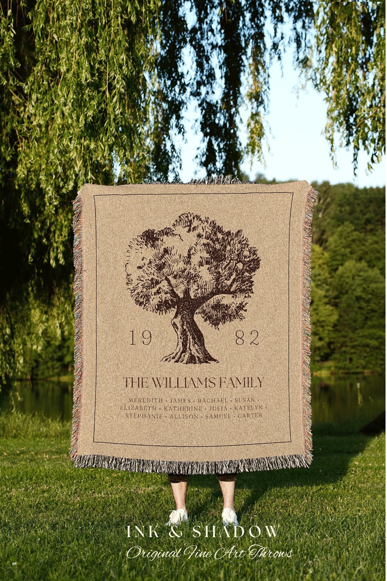 Anniversary Gift Personalized Family Tree Wall Art Blanket Custom Family Gift Meaningful | Wedding Gift Sentimental Gift for Mother in Law |