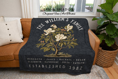 Family Tree Blanket Woven Tapestry | Family Tree Wall Art Blanket Custom Family Gift Sentimental Gift for Mom Personalized Heritage Blanket