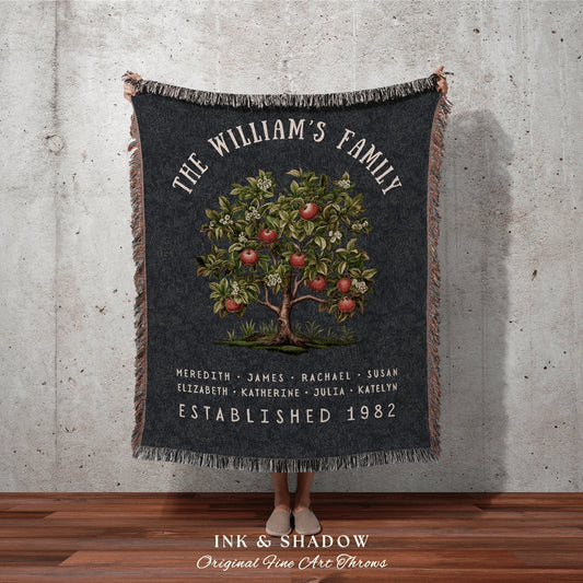 Apple Tree Custom Family Blanket | Family Tree Wall Art Blanket Custom Family Gift Sentimental Gift for Mom Personalized Family Name Gift |