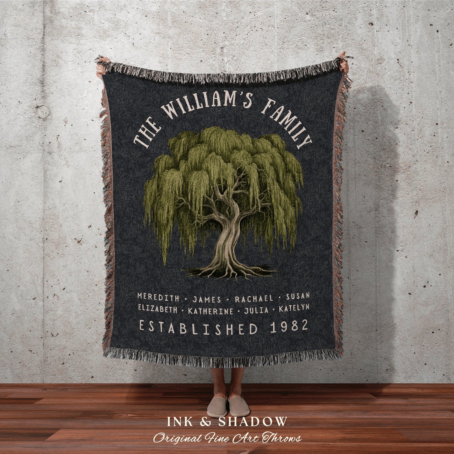 Willow Tree Custom Family Blanket | Customized Family Tree Blanket Custom Family Gift Sentimental Gift for Mom Personalized Family Name Gift