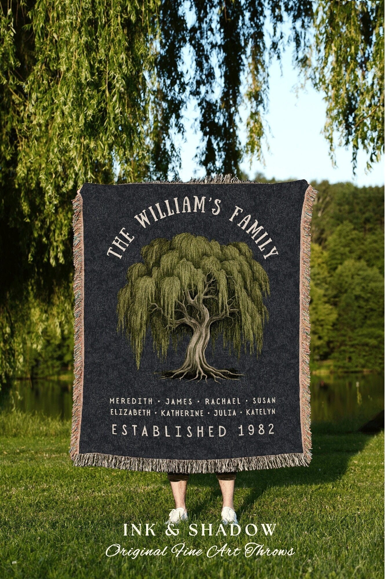 Willow Tree Custom Family Blanket | Customized Family Tree Blanket Custom Family Gift Sentimental Gift for Mom Personalized Family Name Gift