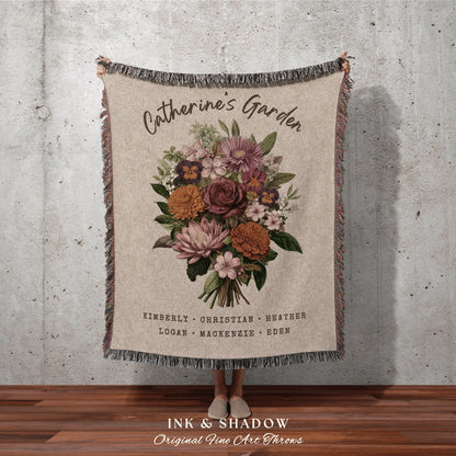 Birth Month Flower Bouquet Custom | Family Birth Flower Bouquet Personalized Birth Month Flower Blanket Sentimental Gift for Mom Meaningful