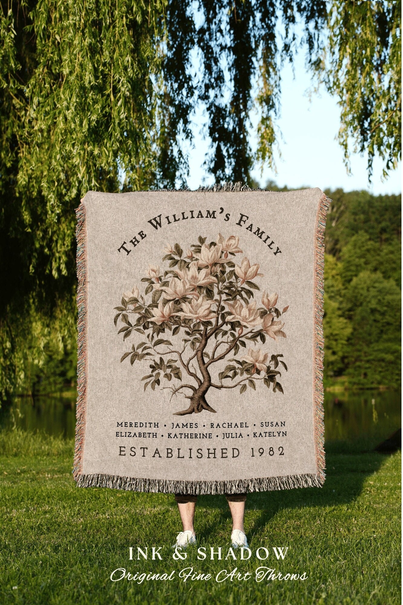 Vintage Family Tree Blanket | Family Name Blanket Custom Family Tree Gift Unique Gift for Mom Personalized Family Name Gift Personalized |