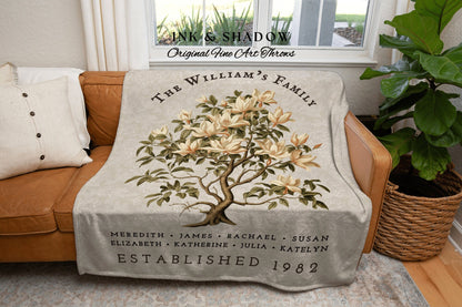 Vintage Family Tree Blanket | Family Name Blanket Custom Family Tree Gift Unique Gift for Mom Personalized Family Name Gift Personalized |