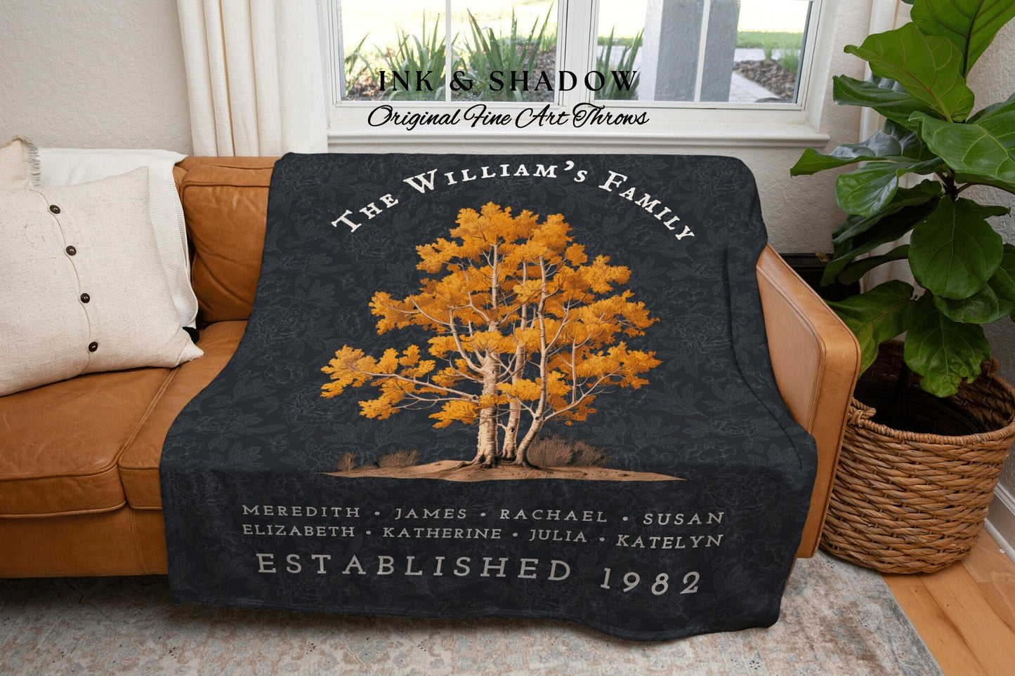 Custom Family Name Blanket Woven | Family Tree Wall Art Blanket Custom Family Gift Sentimental Gift for Mom Personalized Heritage Blanket |