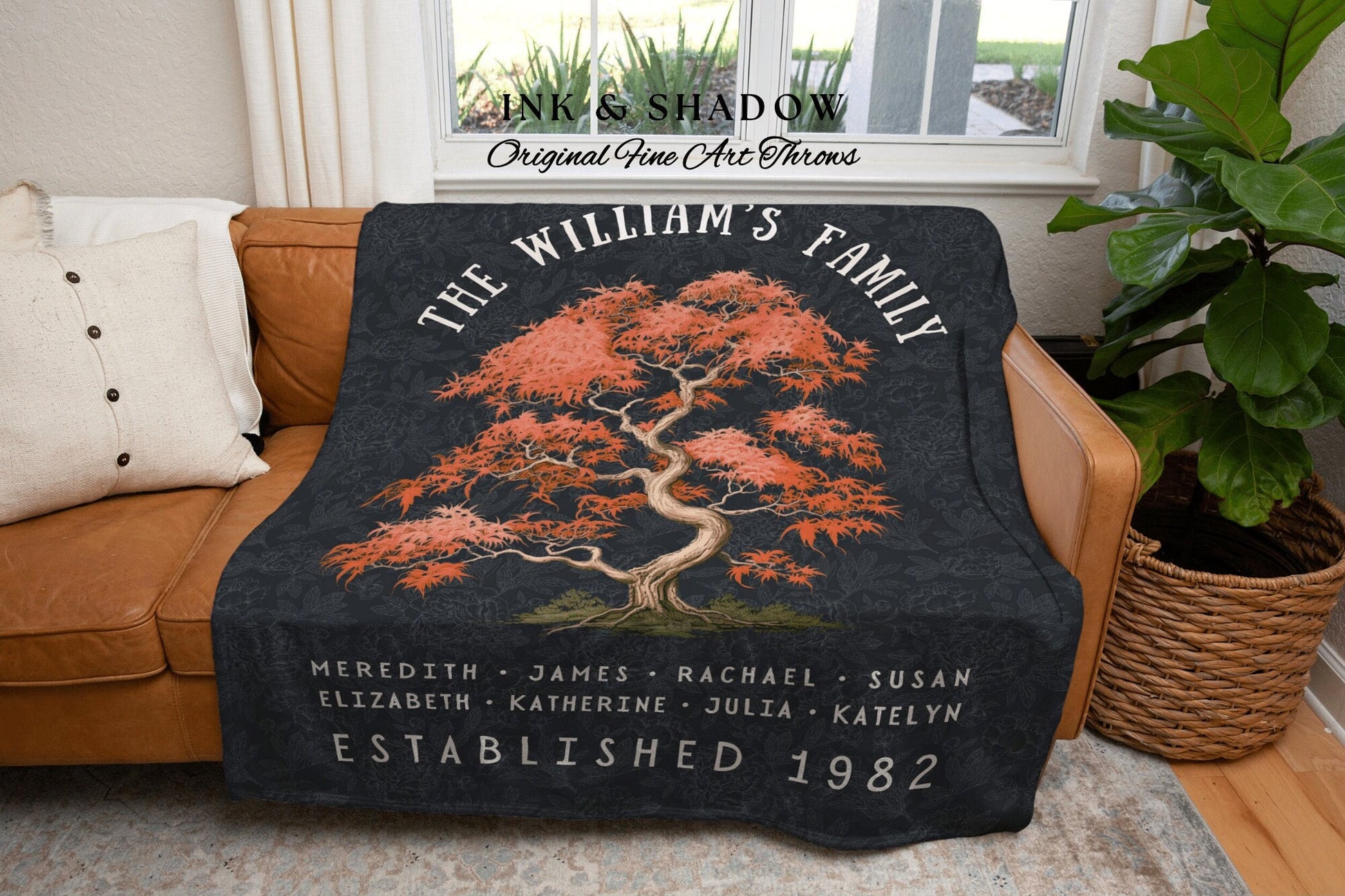 Meaningful Family Blanket Woven | Family Tree Wall Art Blanket Custom Family Gift Sentimental Gift for Mom Personalized Family Tapestry |