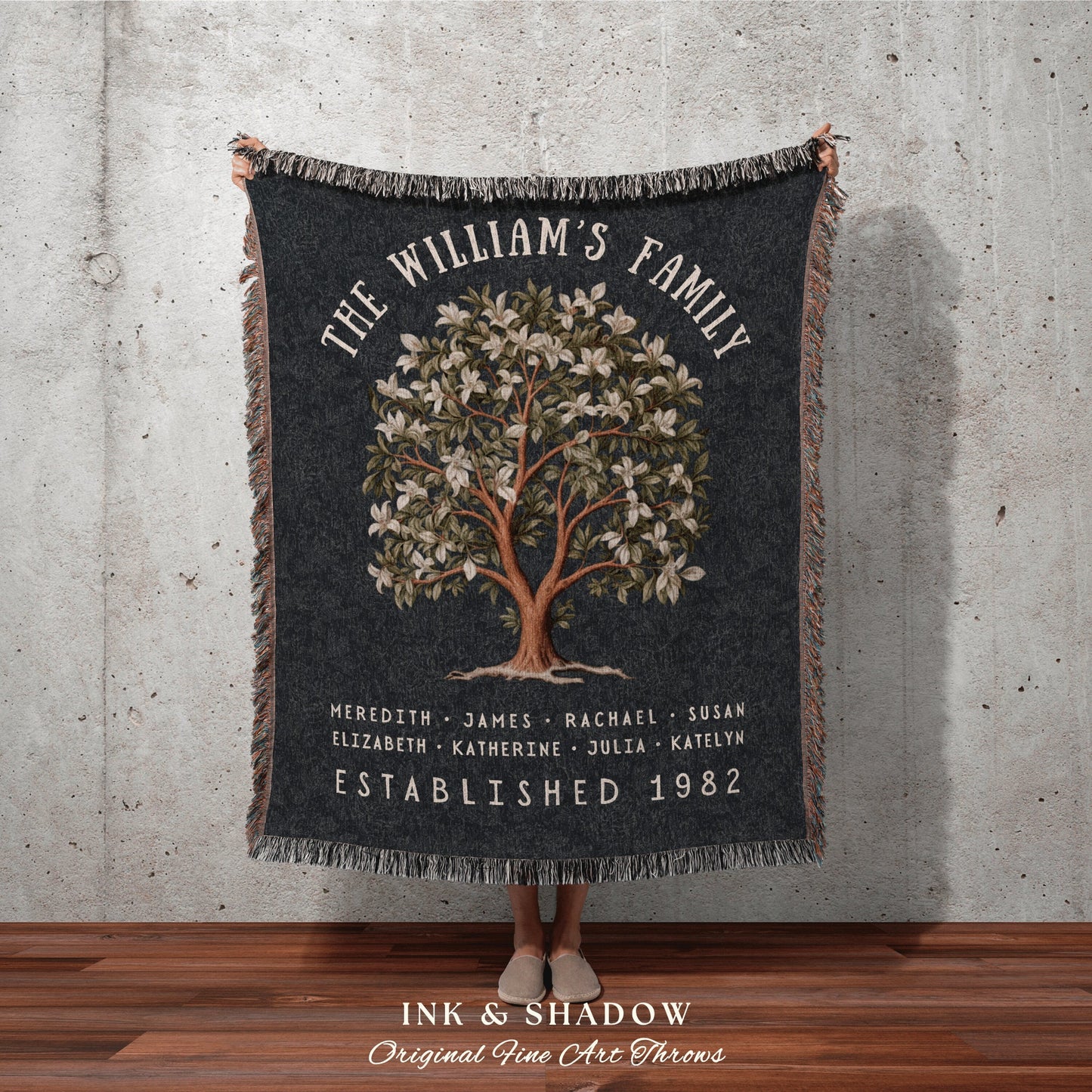 Personalized Family Name Blanket | Family Tree Wall Art Blanket Custom Family Gift Sentimental Gift for Mom Personalized Family Name Gift |