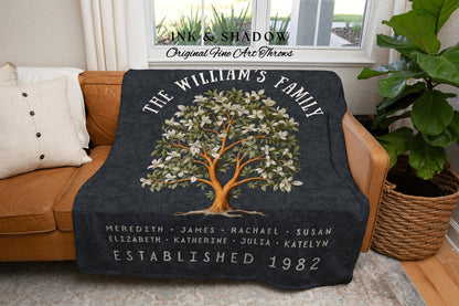 Personalized Family Name Blanket | Family Tree Wall Art Blanket Custom Family Gift Sentimental Gift for Mom Personalized Family Name Gift |