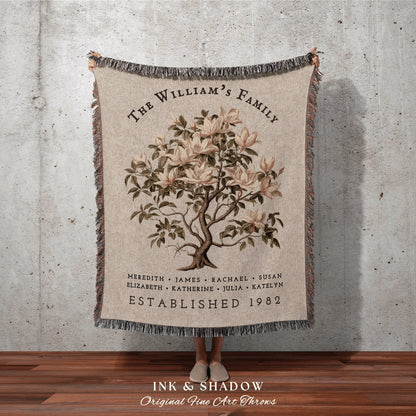 Vintage Family Tree Blanket | Family Name Blanket Custom Family Tree Gift Unique Gift for Mom Personalized Family Name Gift Personalized |