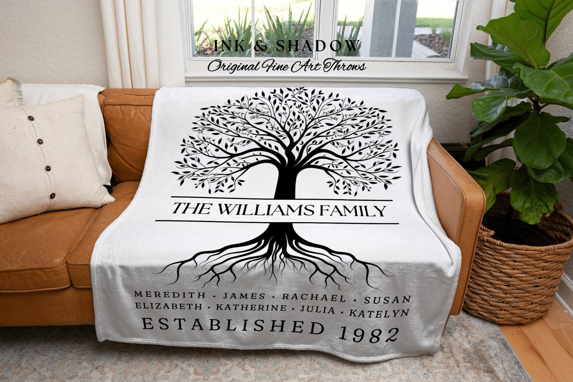 Our Family Tree Blanket Custom | Last Name Blanket Family Tree Gift Unique Gift for Mom Personalized Family Name Gift Last Name Decor Custom