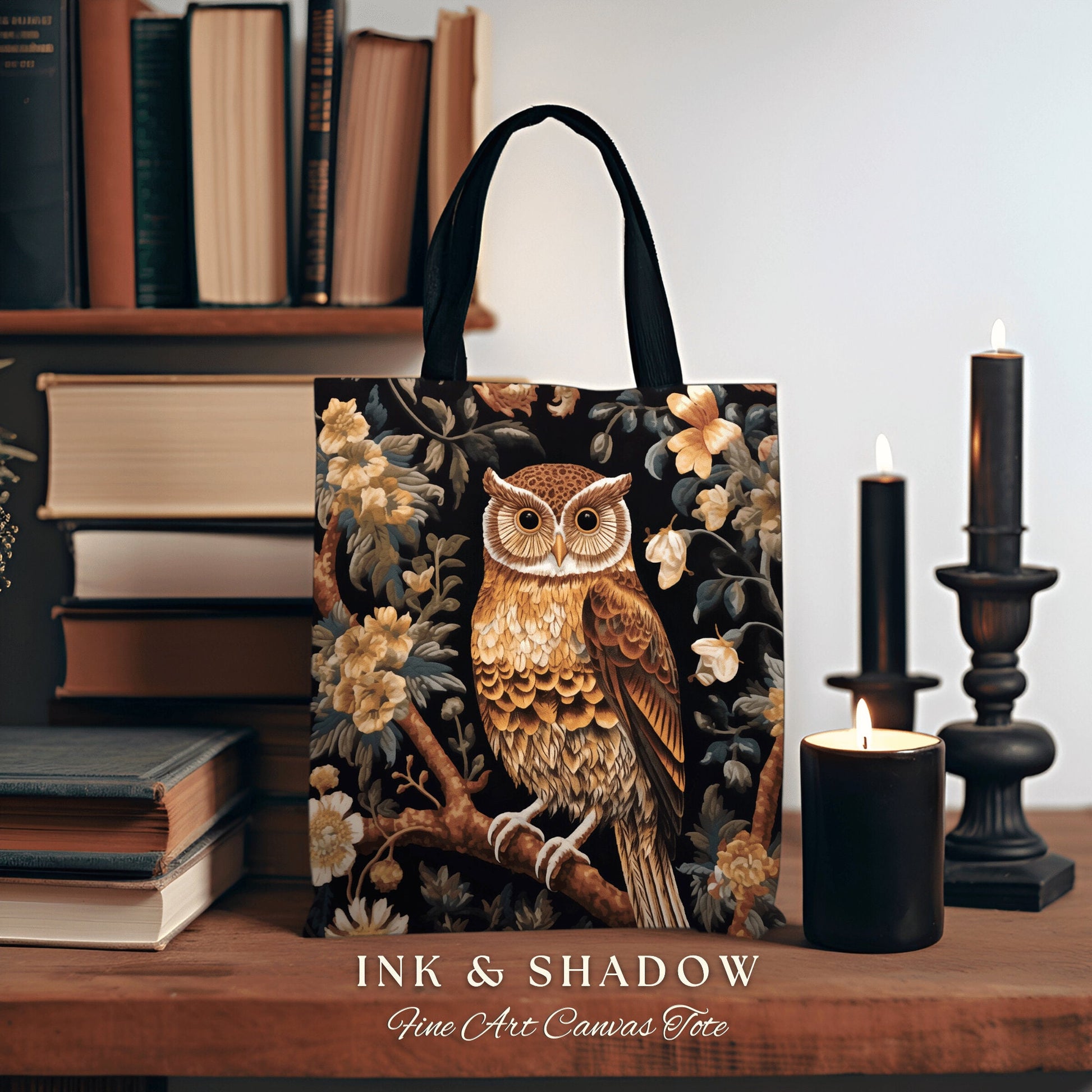 Owl Tapestry Tote Woven Bag Floral Cottageore Gift Morris Aesthetic Tote Whimsical Botanical Tapestry Woven Bag Victorian Fairycore Owl Bag