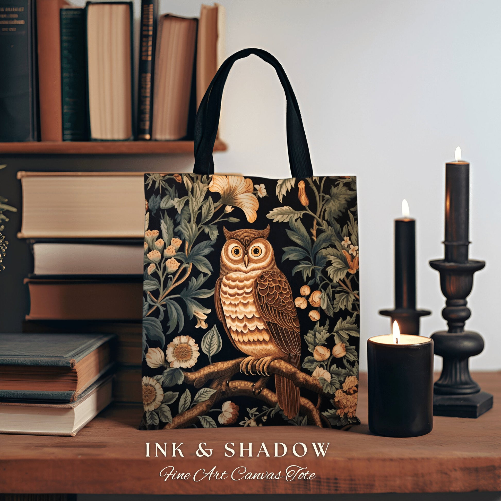 Woven Owl Tapestry Bag | William Morris Inspired Tote Bag Aesthetic Botanical Tapestry Tote Woven Victorian Fairy Core Owl Tote Whimsical |