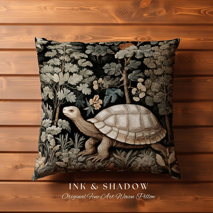 Gothic Woodland Botanical Pillow | Mushroomcore Pillow William Morris Inspired Boho Decor Crowcore Pillow Fairy Aesthetic Pillow Morris Art