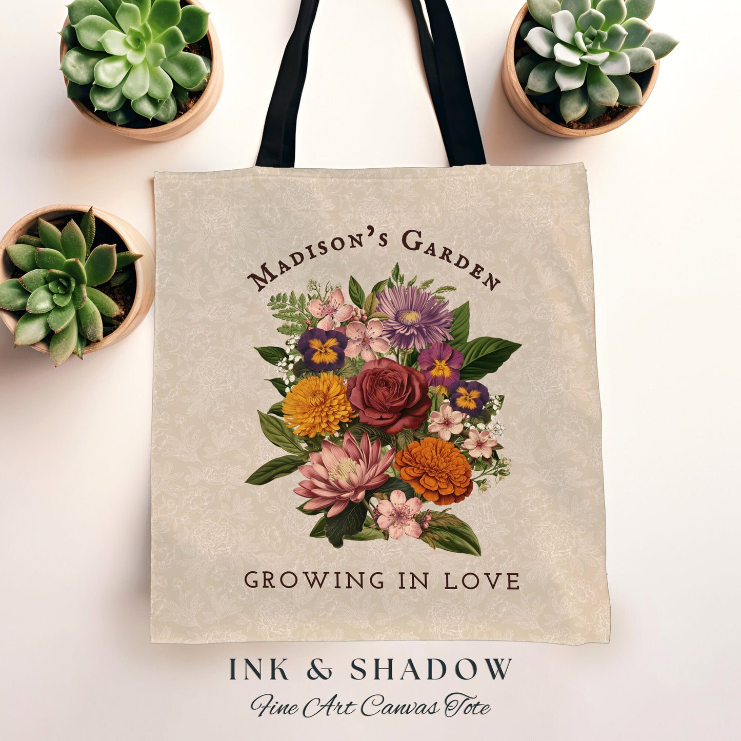 Nana's Garden Birth Flower Tote | Custom Birth Month Flower Grandma's Garden Tote Personalized Birth Flower Gift for Grandma Custom Tote Bag