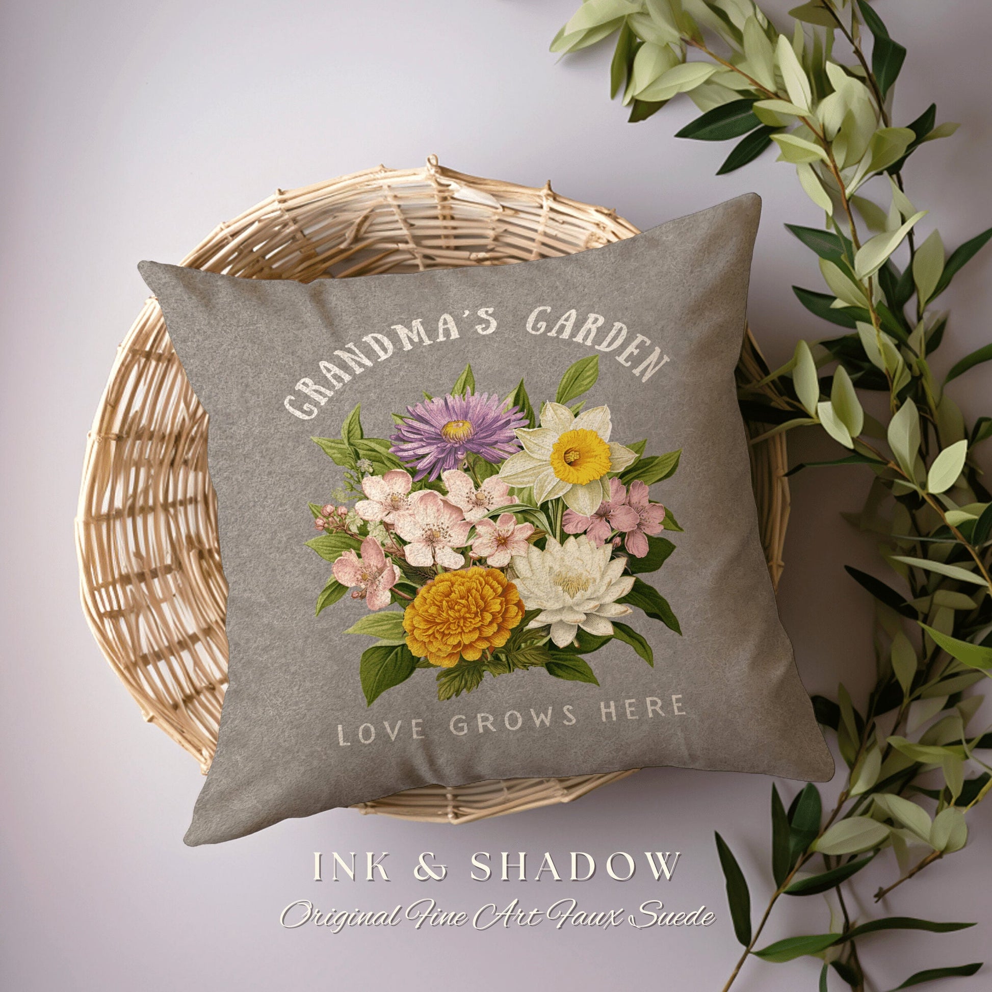 Grandma's Garden Birth Flower Pillow | Custom Birth Month Flower Mimi's Garden Pillow Personalized Birth Flower Gift for Mom Custom Pillow