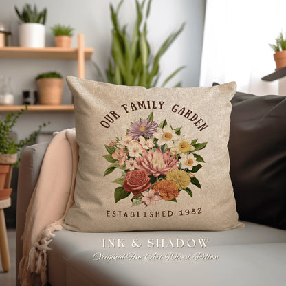 Grandma's Garden Birth Flower Pillow | Custom Birth Month Flower Mimi's Garden Pillow Personalized Birth Flower Gift for Mom Custom Pillow