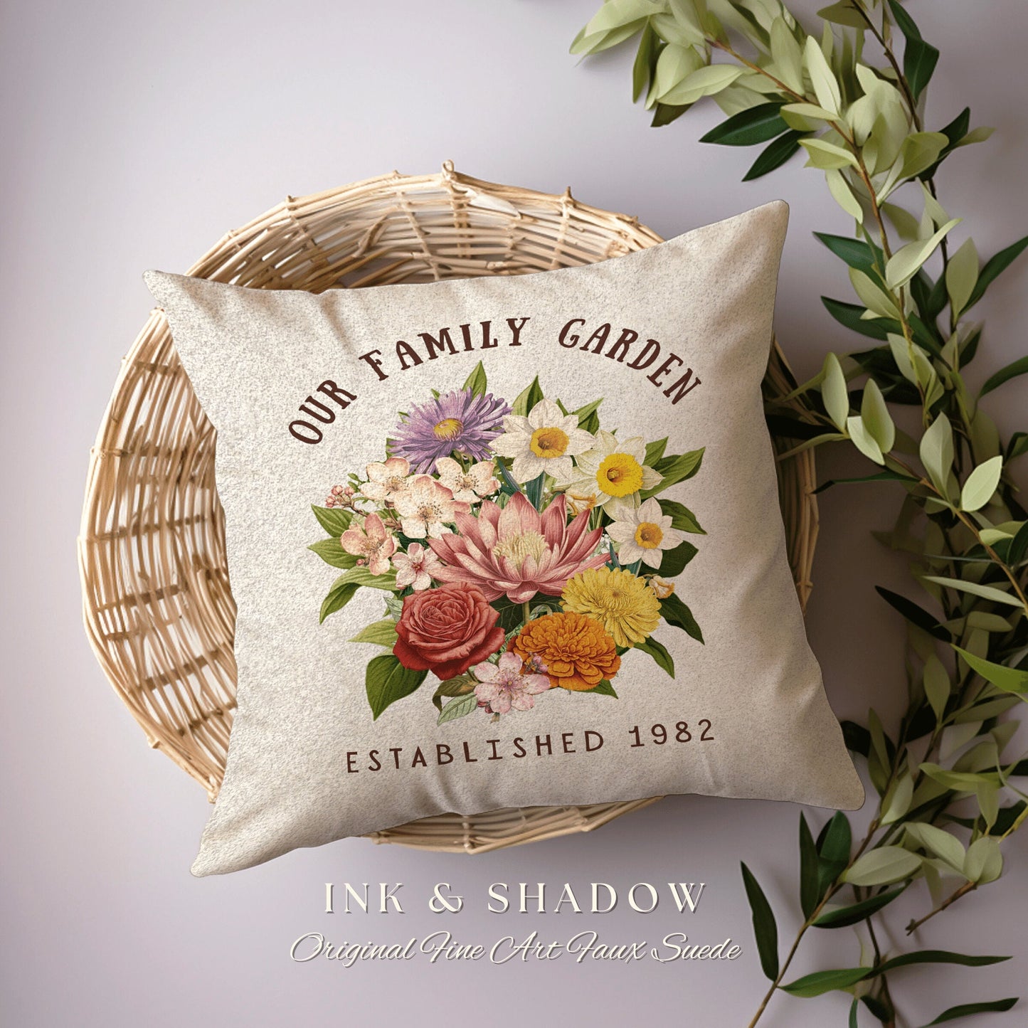 Family Garden Birth Flower Bouquet Pillow | Custom Birth Month Flower Nana's Garden Pillow Personalized Birth Flower Gift for Mom Custom |