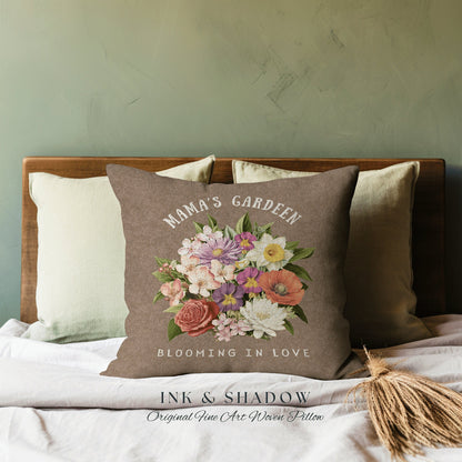 Family Garden Birth Flower Bouquet Pillow | Custom Birth Month Flower Nana's Garden Pillow Personalized Birth Flower Gift for Mom Custom |