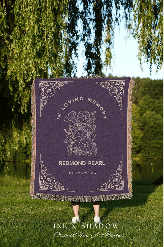 In Loving Memory Custom Gift for Loss | Sympathy Blanket Sentimental Tapestry Woven Blanket Personalized Memory Blanket Comforting Keepsake