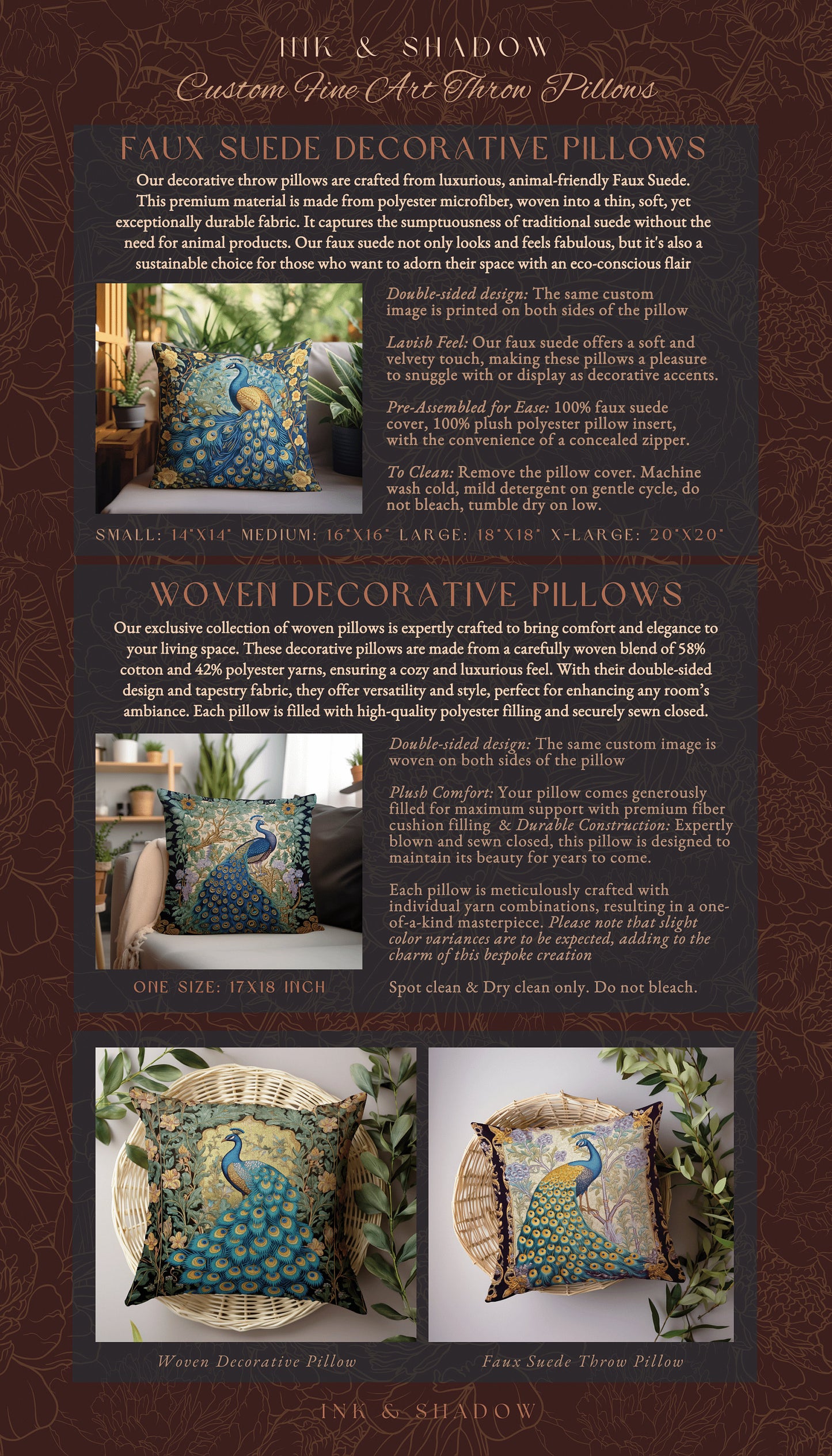 Whimsical Peacock Tapestry | Maximalist Floral Fairy Core Room Decor Woven Blanket William Morris Style Peacock Pastel Cottagecore Design