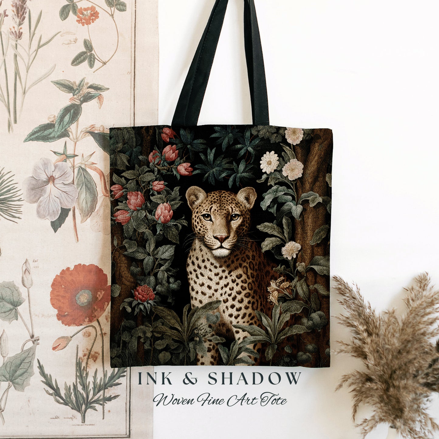 Mystic Jungle Aesthetic Tote Bag | William Morris Inspired Tote Bag Aesthetic Mystical Tapestry Tote Woven Victorian Fairycore Folklore Tote