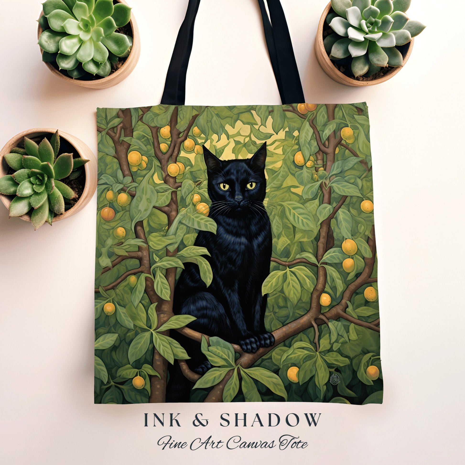 Gothic Everyday Bag Back Cat | Dark Academia William Morris Inspired Tote Bag Dark Academia Cat Lover Tapestry Bag Woven Victorian Cat Tote