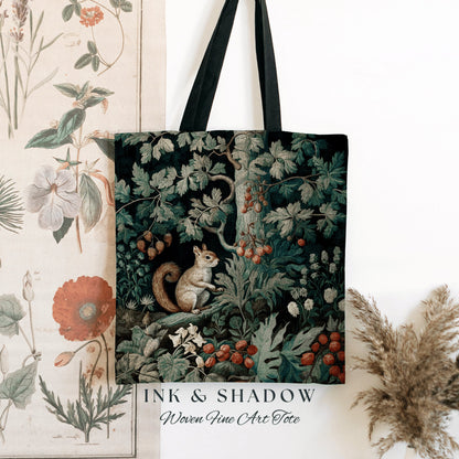 Morris Style Botanical Tapestry Tote | Forestcore Bag William Morris Inspired Tote Bag Aesthetic Mystical Tapestry Bag Woven Victorian Goth