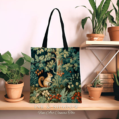 Morris Style Botanical Tapestry Tote | Forestcore Bag William Morris Inspired Tote Bag Aesthetic Mystical Tapestry Bag Woven Victorian Goth