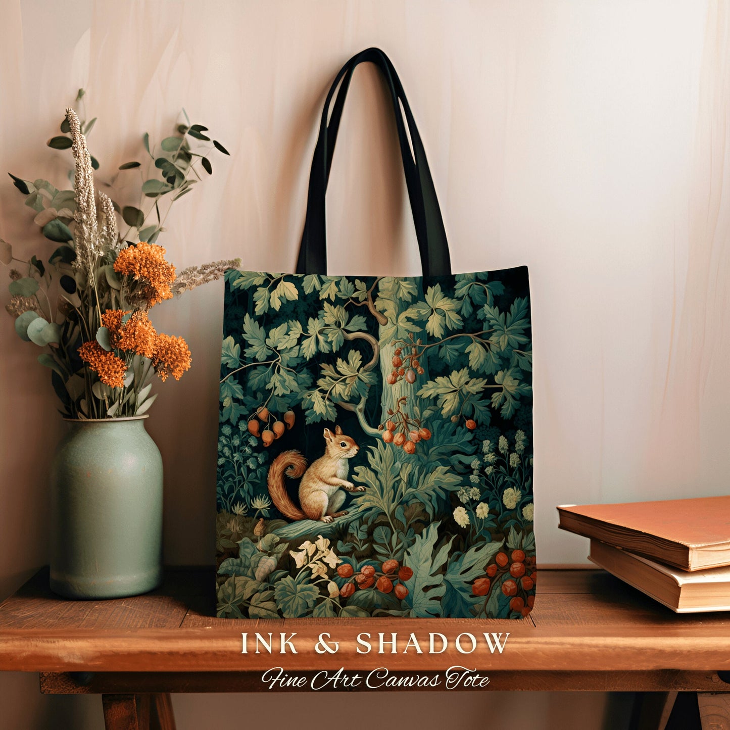 Morris Style Botanical Tapestry Tote | Forestcore Bag William Morris Inspired Tote Bag Aesthetic Mystical Tapestry Bag Woven Victorian Goth