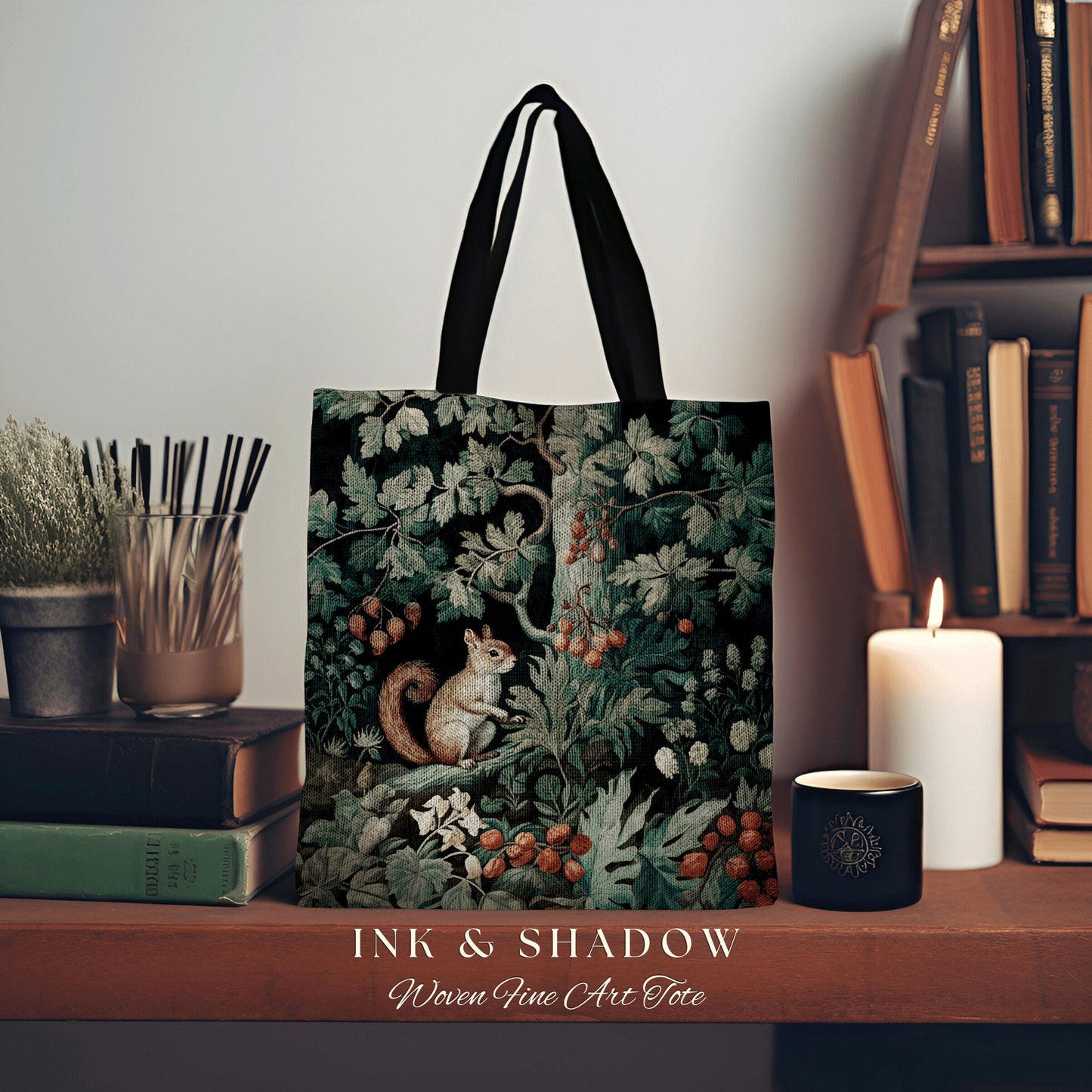 Morris Style Botanical Tapestry Tote | Forestcore Bag William Morris Inspired Tote Bag Aesthetic Mystical Tapestry Bag Woven Victorian Goth