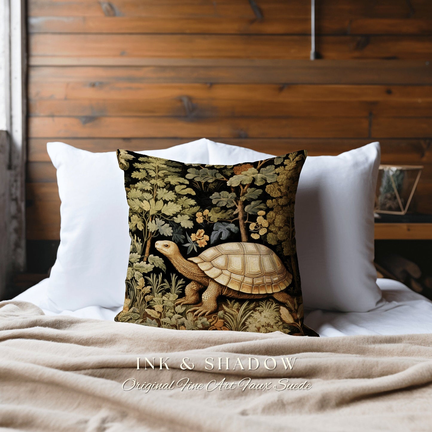 Gothic Woodland Botanical Pillow | Mushroomcore Pillow William Morris Inspired Boho Decor Crowcore Pillow Fairy Aesthetic Pillow Morris Art