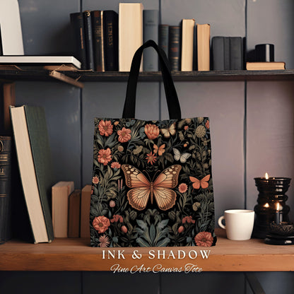 Grunge Fairycore Butterfly Shoulder Bag Cottagecore Gift for Butterfly Lover Dark Academia Floral Satchel Whimsigoth Aesthetic Tapestry Tote