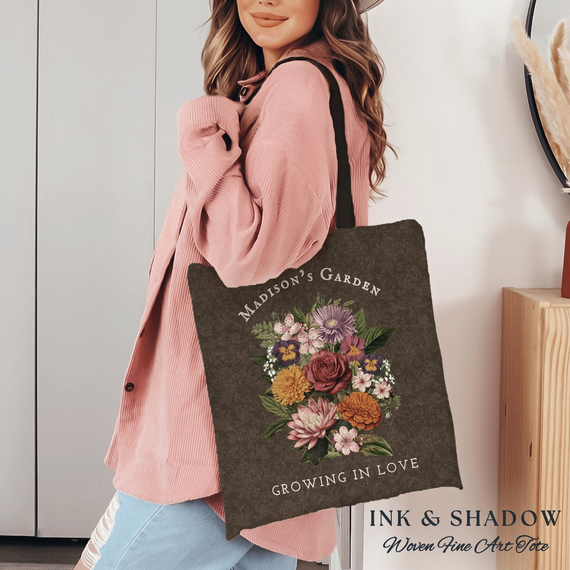 Nana's Garden Birth Flower Tote | Custom Birth Month Flower Grandma's Garden Tote Personalized Birth Flower Gift for Grandma Custom Tote Bag