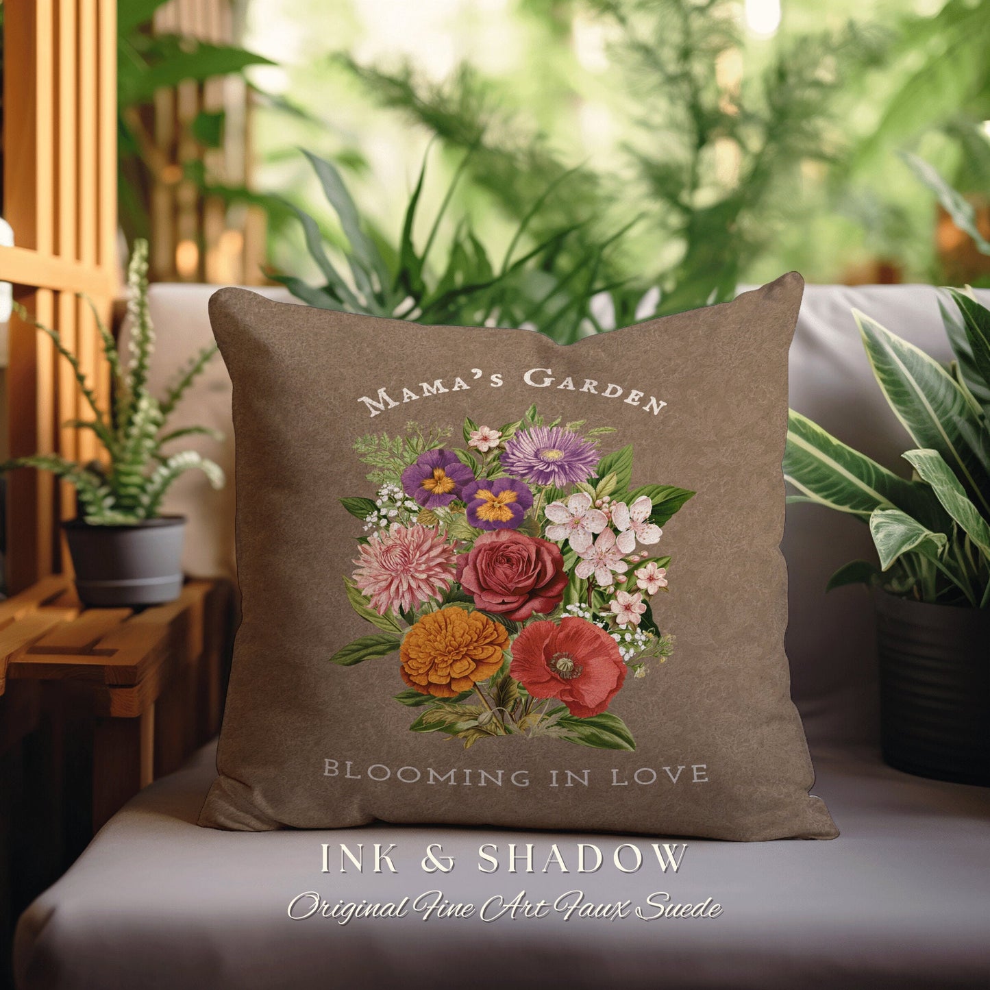 Family Garden Birth Flower Bouquet Pillow | Custom Birth Month Flower Nana's Garden Pillow Personalized Birth Flower Gift for Mom Custom |