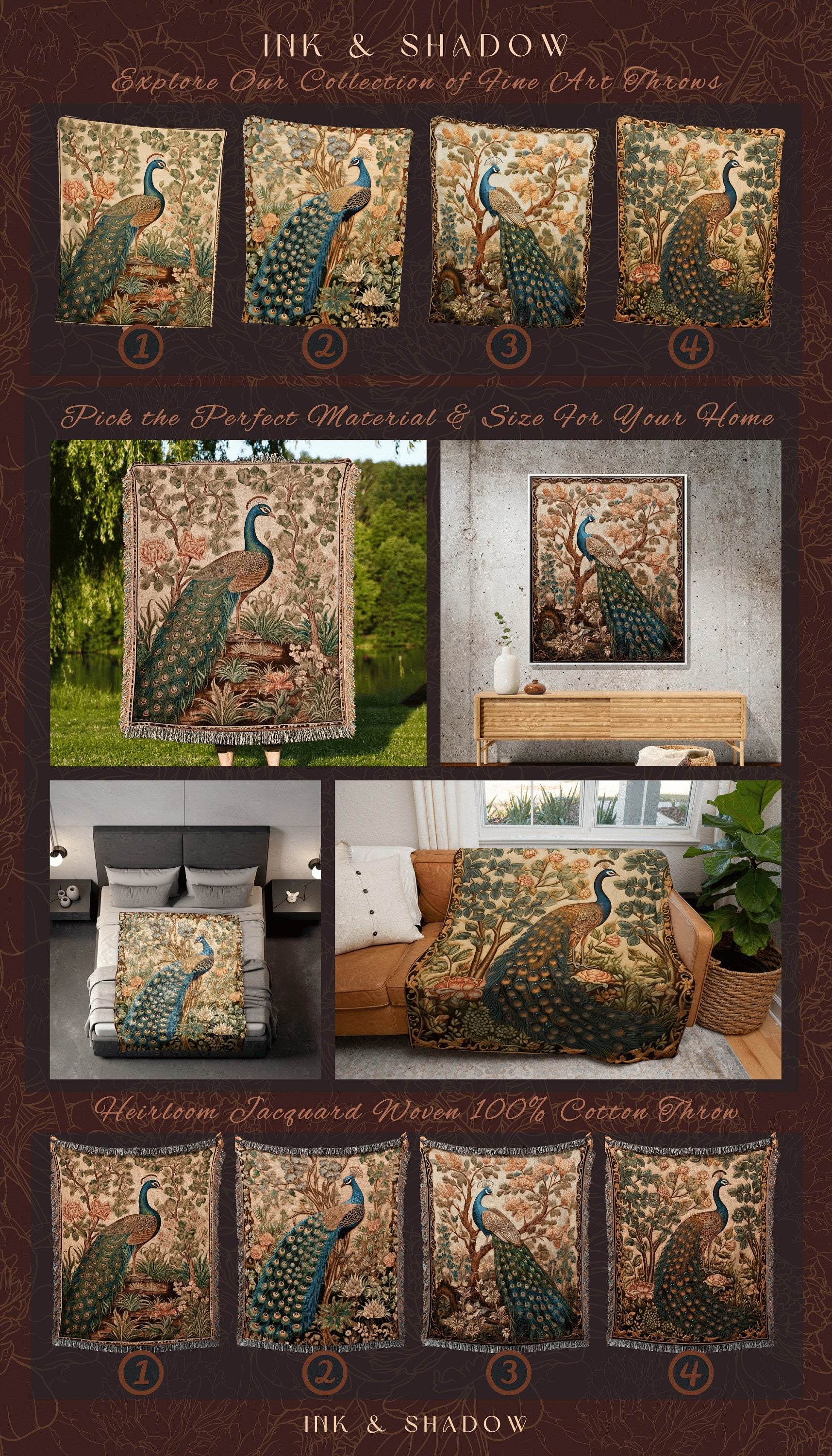 Eclectic Floral Woven Tapestry | Woodland Maximalist Fairycore Room Decor Woven Tapestry William Morris Style Cottagegoth Pastel Cottagecore