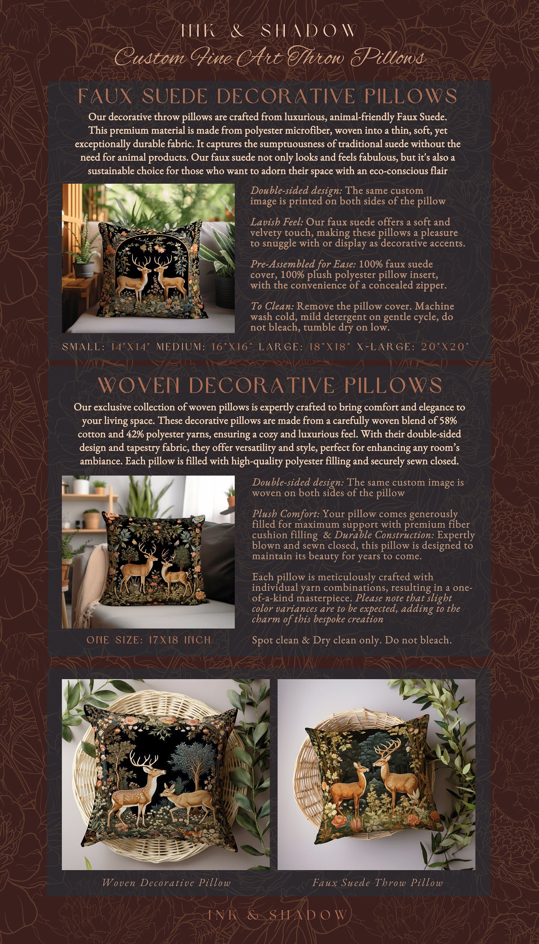 Doe & Deer Woodland Blanket | Folklore Aesthetic Tapestry Woven William Morris Decor Dark Cottagecore Cozy Gothic Fairycore Deer Witchy |