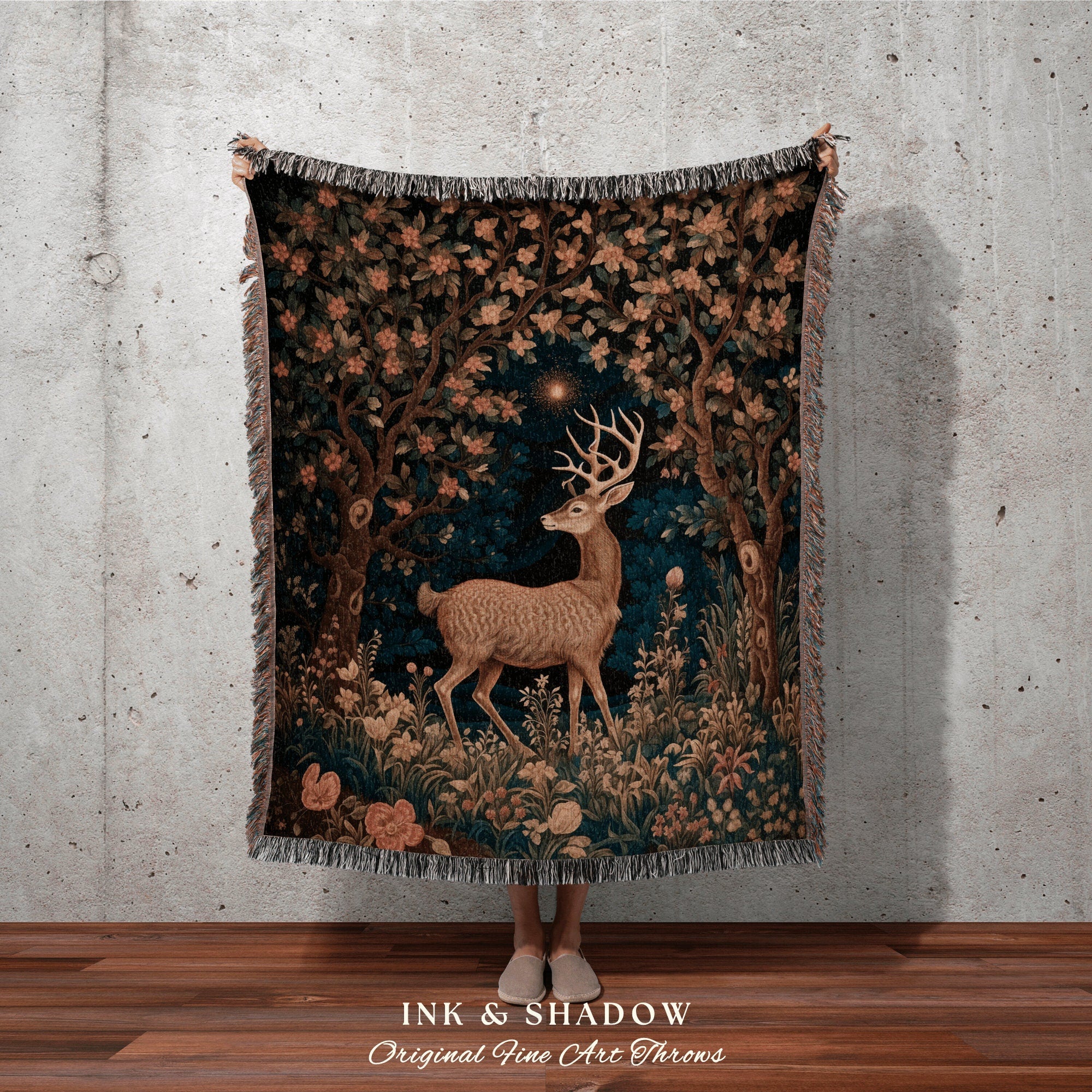 Forest Spirit Woven Fringe Blanket | Folklore Aesthetic Tapestry