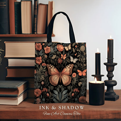 Grunge Fairycore Butterfly Shoulder Bag Cottagecore Gift for Butterfly Lover Dark Academia Floral Satchel Whimsigoth Aesthetic Tapestry Tote