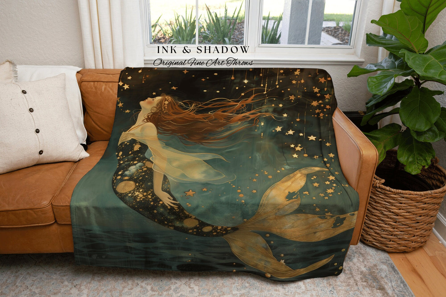 Selkie Woven Tapestry | Mermaidcore Bedroom Celestial Sea Witch Tapestry Fairycore Decor Art Nouveau Fairy Grunge Moody Decor Dark Aesthetic