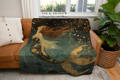 Selkie Woven Tapestry | Mermaidcore Bedroom Celestial Sea Witch Tapestry Fairycore Decor Art Nouveau Fairy Grunge Moody Decor Dark Aesthetic