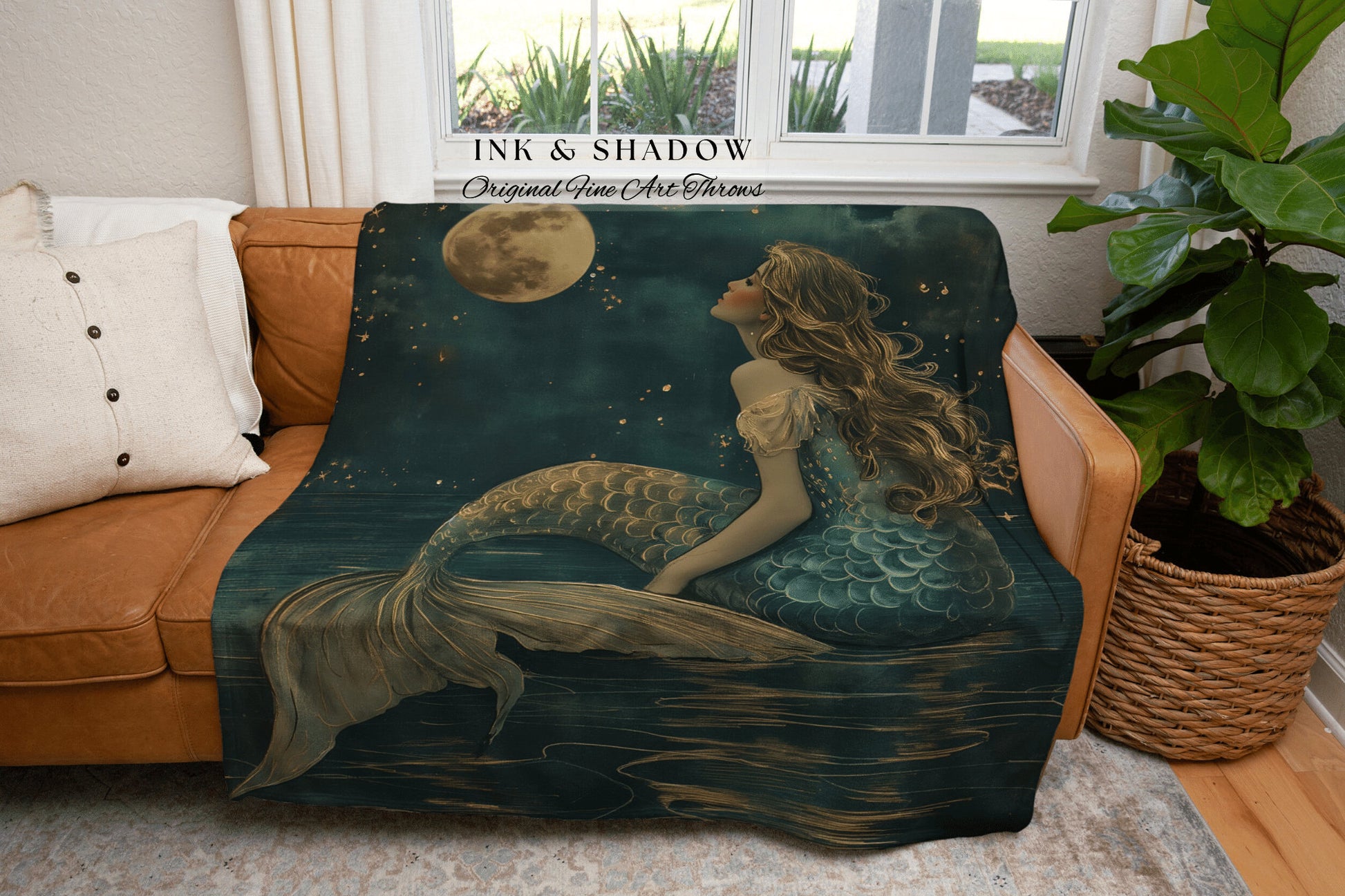 Mythical Sea Witch Tapestry | Mermaidcore Bedroom Celestial Sea Witch Tapestry Sirencore Decor Art Nouveau Fairy Grunge Moody Aesthetic Art