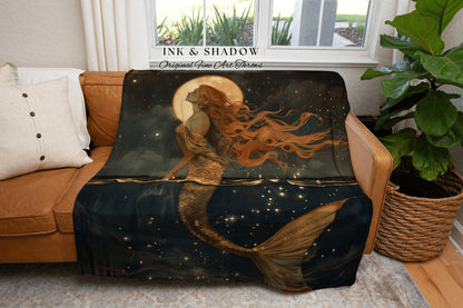 Sea Witch Woven Tapestry | Fairycore Bedroom Celestial Siren Blanket Ethereal Sirencore Decor Art Nouveau Fairy Grunge Witchy Wall Art