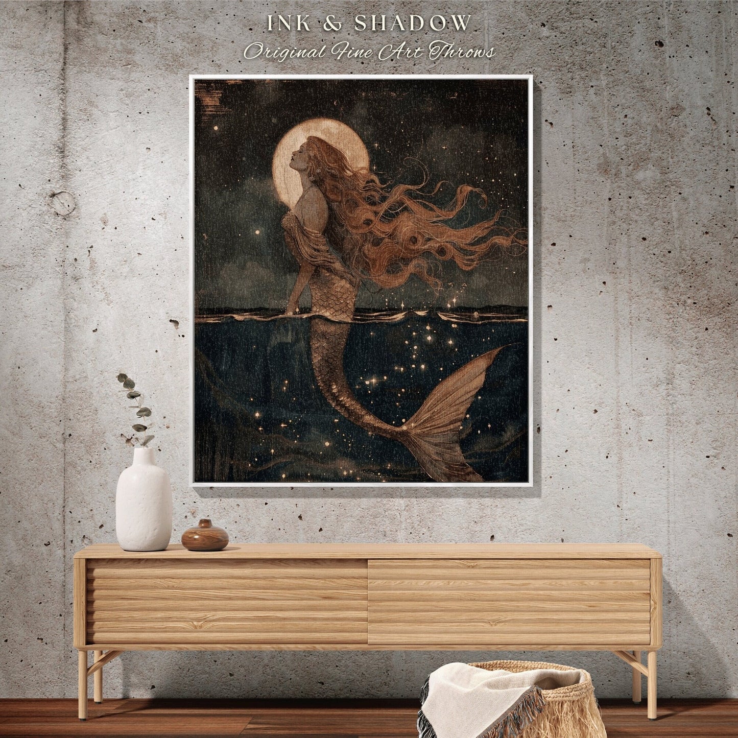 Sea Witch Woven Tapestry | Fairycore Bedroom Celestial Siren Blanket Ethereal Sirencore Decor Art Nouveau Fairy Grunge Witchy Wall Art