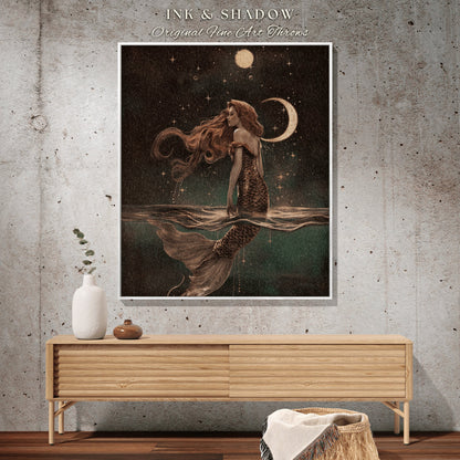 Dark Fairycore Siren Blanket | Mermaidcore Bedroom Celestial Sea Witch Tapestry Sirencore Decor Art Nouveau Fairy Grunge Witchy Wall Art |